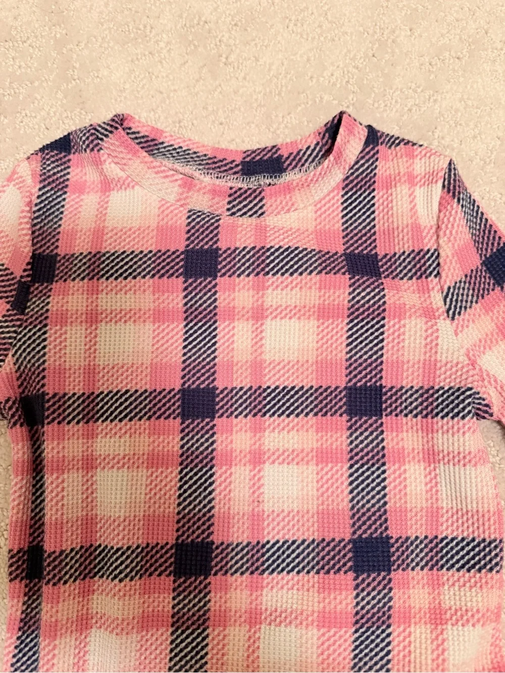 Two-Pack Kids Long-Sleeve Star & Plaid Pajama Set - Navy and Pink size 4T
